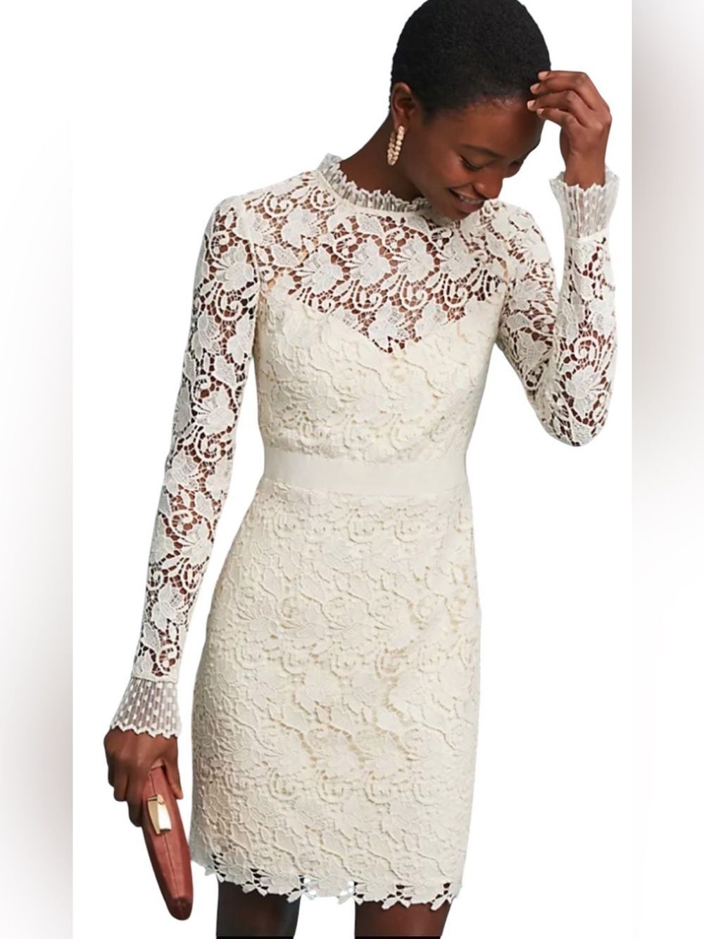 ML Monique Lhuillier Marie Long Sleeve Lace Dress Size 6